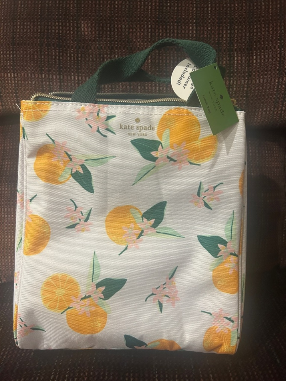 NWT Kate Spade Citrus Floral Orange Insulated Lunch Tote w/food container